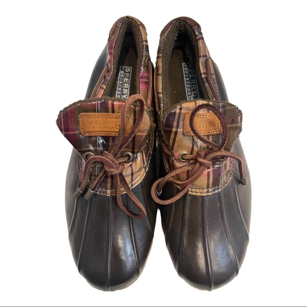 Sperry Top Sider Saltwater 1-Eye Plaid Duck Boot  Brown/ Multi  Shoes Women’s 8